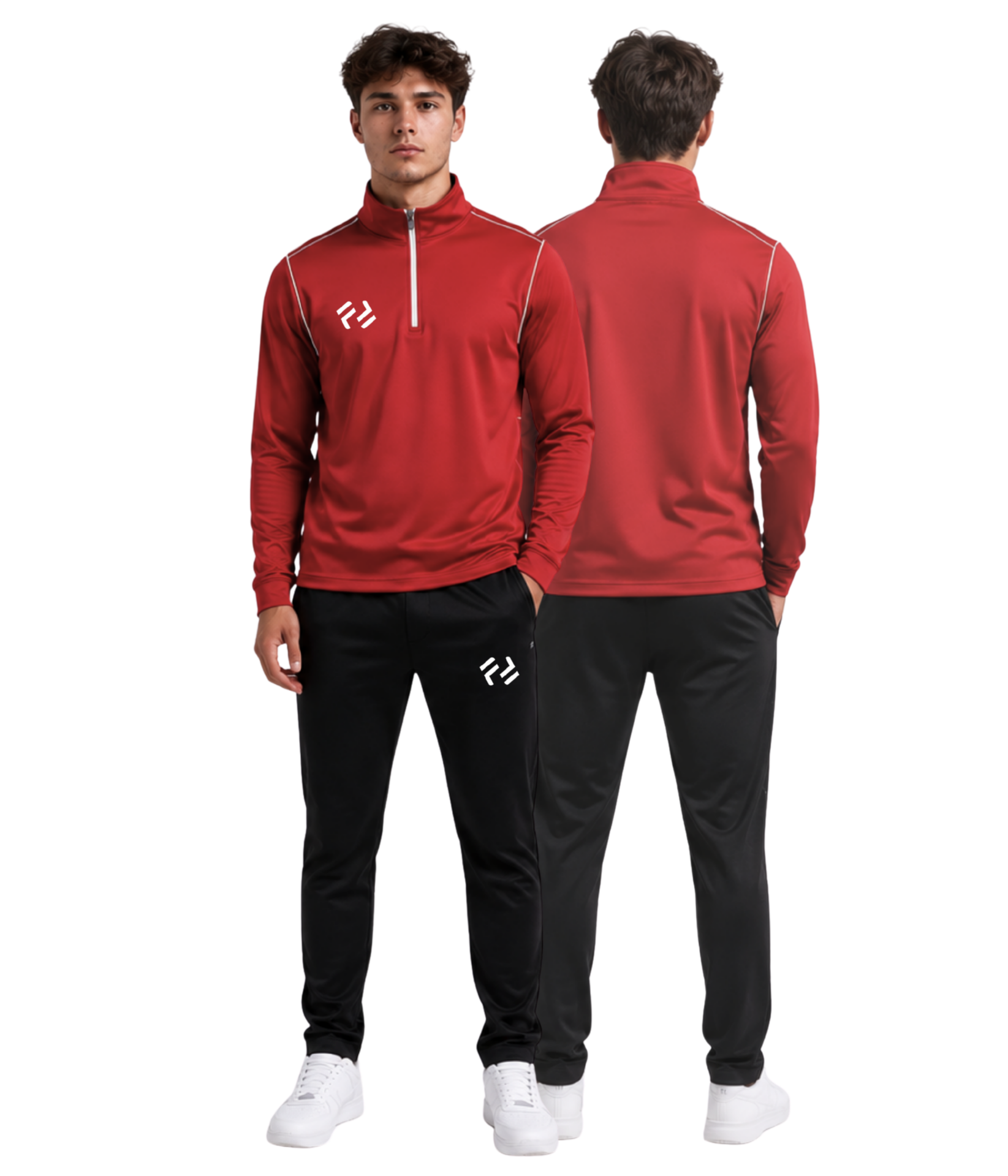 FOREAK ZERO SLIM FIT YARIM FERMUAR EŞOFMAN TAKIMI | KIRMIZI-BEYAZ