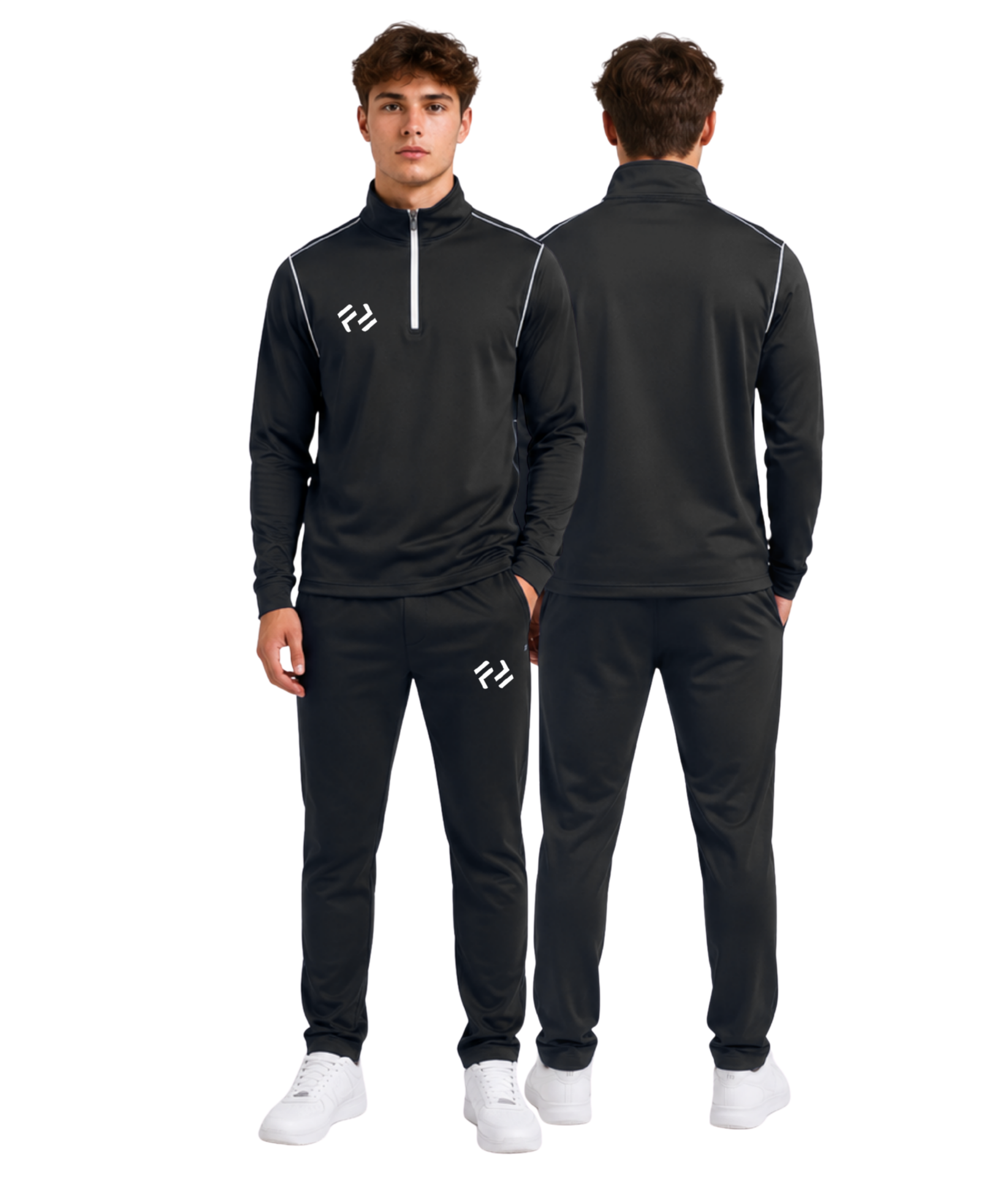 FOREAK ZERO SLIM FIT YARIM FERMUAR EŞOFMAN TAKIMI | SİYAH-BEYAZ