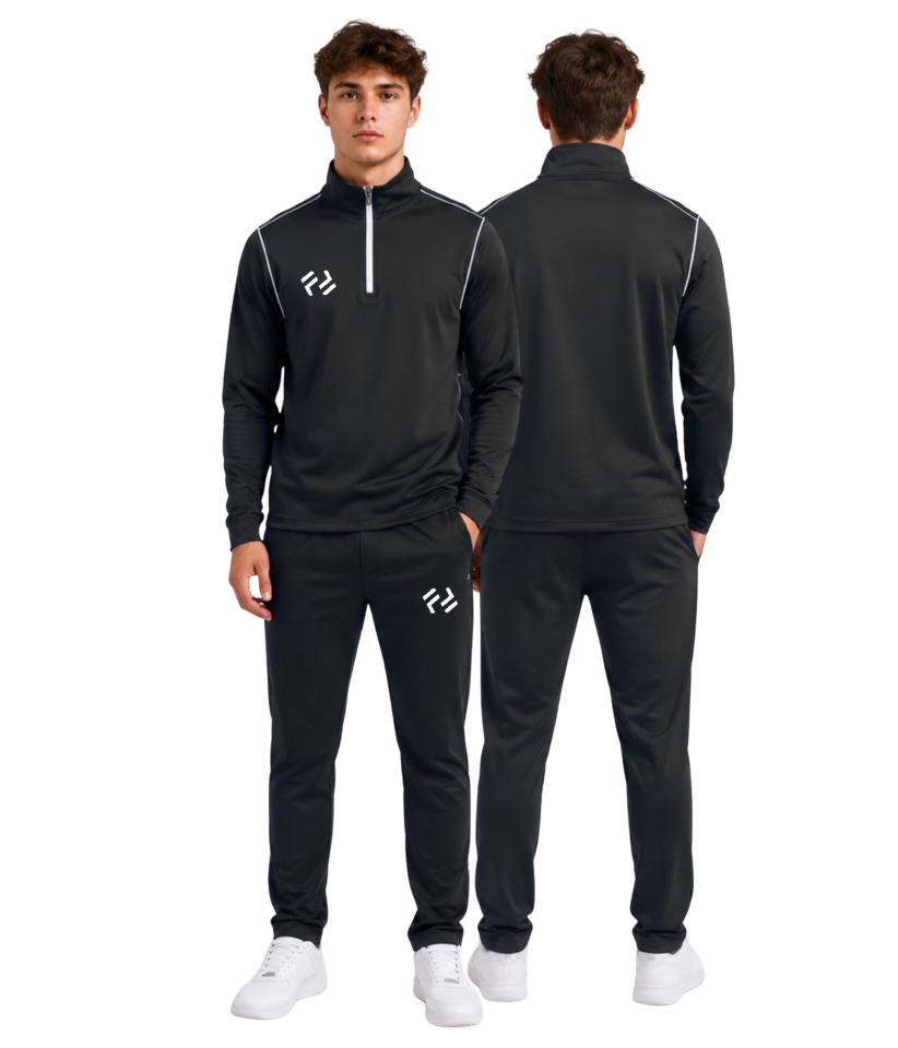 FOREAK ZERO SLIM FIT YARIM FERMUAR EŞOFMAN TAKIMI | SİYAH-BEYAZ