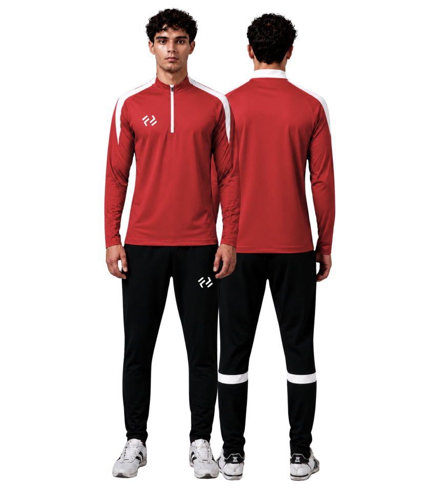 FOREAK TROY SLIM FIT YARIM FERMUAR EŞOFMAN TAKIMI | KIRMIZI-BEYAZ