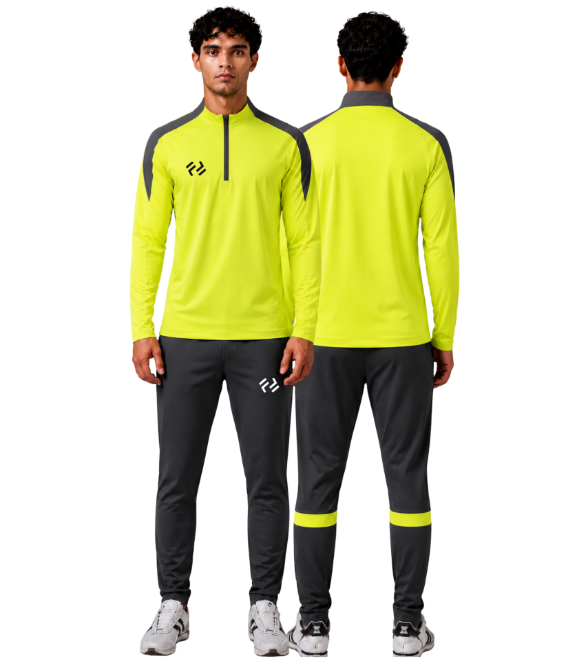 FOREAK TROY SLIM FIT YARIM FERMUAR EŞOFMAN TAKIMI | NEON SARI-ANTRASİT